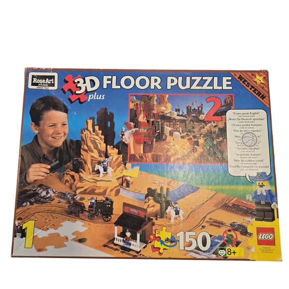 Rose Art Other - Vintage Rose‎ Art LEGO 3D Plus Floor Puzzle Western Wild West 150 Pieces 1997